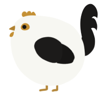 A white and sable chicken