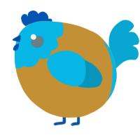 A gold and cerulean chicken with a head pattern