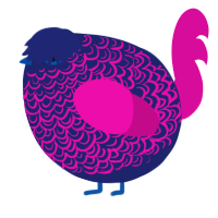 A navy and fuchsia chicken with a double-lace pattern