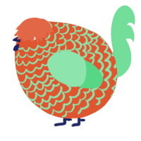 A vermilion and spring chicken with a lace pattern