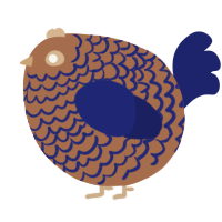 A brown and navy chicken with a lace pattern