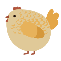 A beige and orange chicken with a half-lace pattern