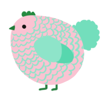 A rose and mint chicken with a lace pattern