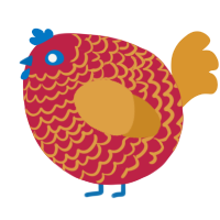 A crimson and orange chicken with a lace pattern