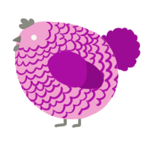 A pink and plum chicken with a lace pattern
