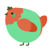 A spring and vermilion chicken with a head pattern