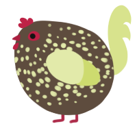A bark and lemon chicken with a speckle pattern