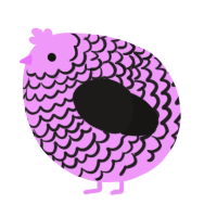 A lavender and sable chicken with a lace pattern