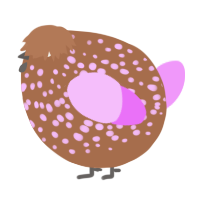 A brown and lavender chicken with a speckle pattern