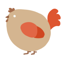 A beige and vermilion chicken