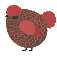 A bark and red chicken with a lace pattern