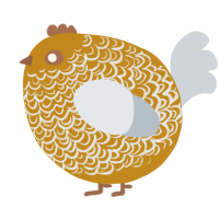 A ochre and mist chicken with a double-lace pattern