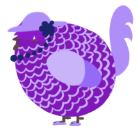 A violet and lilac chicken with a lace pattern