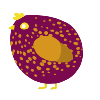 A wine and ochre chicken with a speckle pattern
