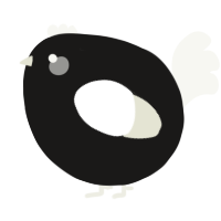 A sable and white chicken