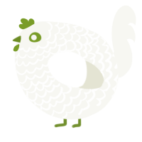A white chicken with a lace pattern