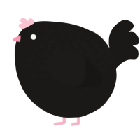 A sable chicken with a half-lace pattern