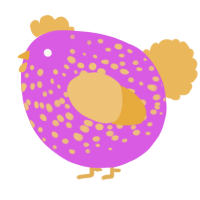 A orchid and honey chicken with a speckle pattern