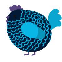 A tumblr and cerulean chicken with a lace pattern