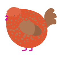 A vermilion and brown chicken with a speckle pattern