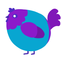 A cerulean and violet chicken with a head pattern