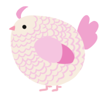 A cream and pink chicken with a lace pattern