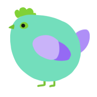 A mint and lilac chicken