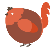 A russet and vermilion chicken with a head pattern