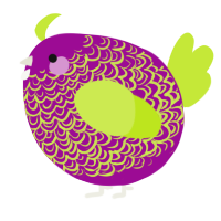 A plum and lime chicken with a double-lace pattern