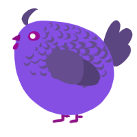 A blurple and overcast chicken with a half-lace pattern