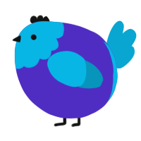A indigo and cerulean chicken with a head pattern