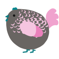 A grey and pink chicken with a half-lace pattern