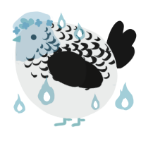 A silver and black chicken with a half-lace pattern