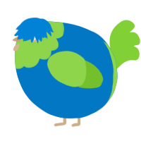 A sapphire and grass chicken with a head pattern