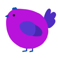 A amethyst and indigo chicken