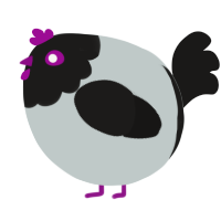 A silver and sable chicken with a head pattern