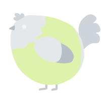 A apple and mist chicken with a head pattern