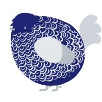 A navy and mist chicken with a double-lace pattern