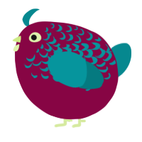 A maroon and teal chicken with a half-lace pattern