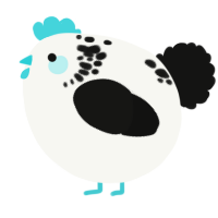 A white and black chicken with a neck-speckle pattern