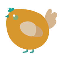 A orange and beige chicken
