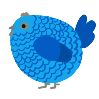 A sky and ultramarine chicken with a lace pattern
