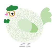 A white and gluppy chicken with a double-lace pattern