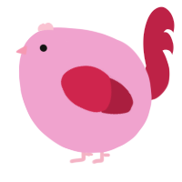 A pink and crimson chicken