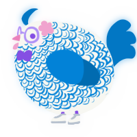 A white and sapphire chicken with a double-lace pattern