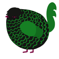 A black and leaf chicken with a lace pattern