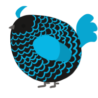 A sable and cerulean chicken with a lace pattern
