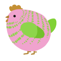 A pink and grass chicken with a bar pattern