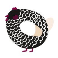 A sable and cream chicken with a lace pattern