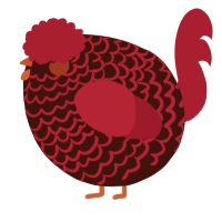 A black and maroon chicken with a lace pattern
